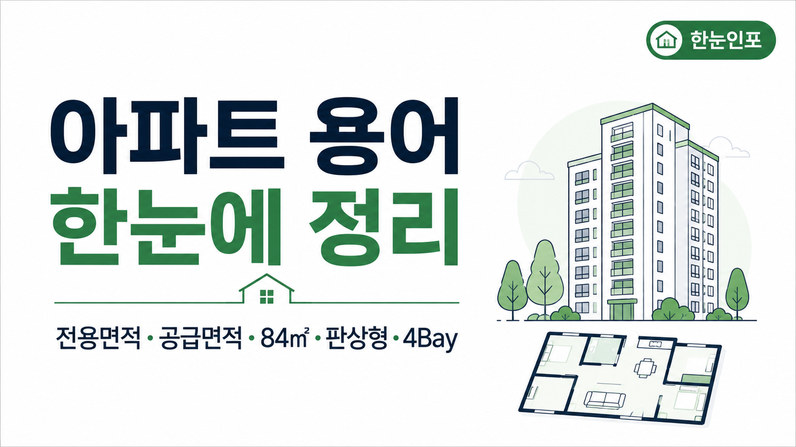 아파트 용어 한눈에 정리 대표 이미지 - 전용면적, 공급면적, 평수, 판상형, Bay 구조